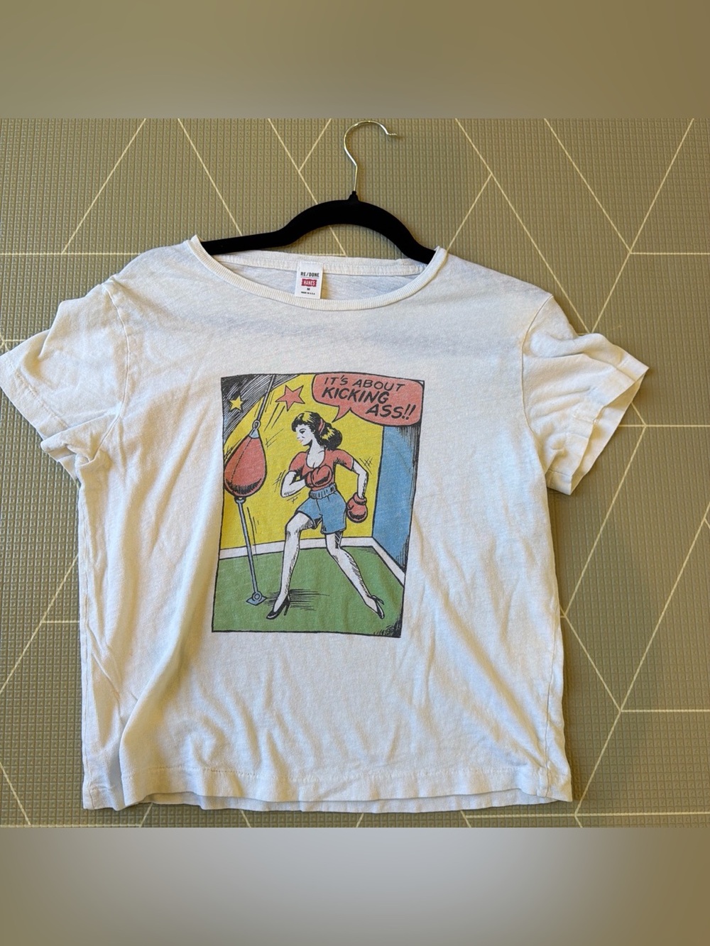 Re/Done Hanes “it’s about kicking ass” Comic Tee Size Medium